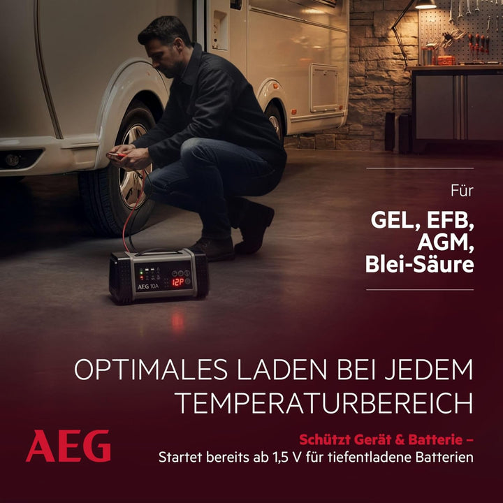 AEG Automotive 97024 Mikroprozessor-Ladegerät LT 10 Ampere für 12 und 24 V Batterien, 9-stufig 10 Am