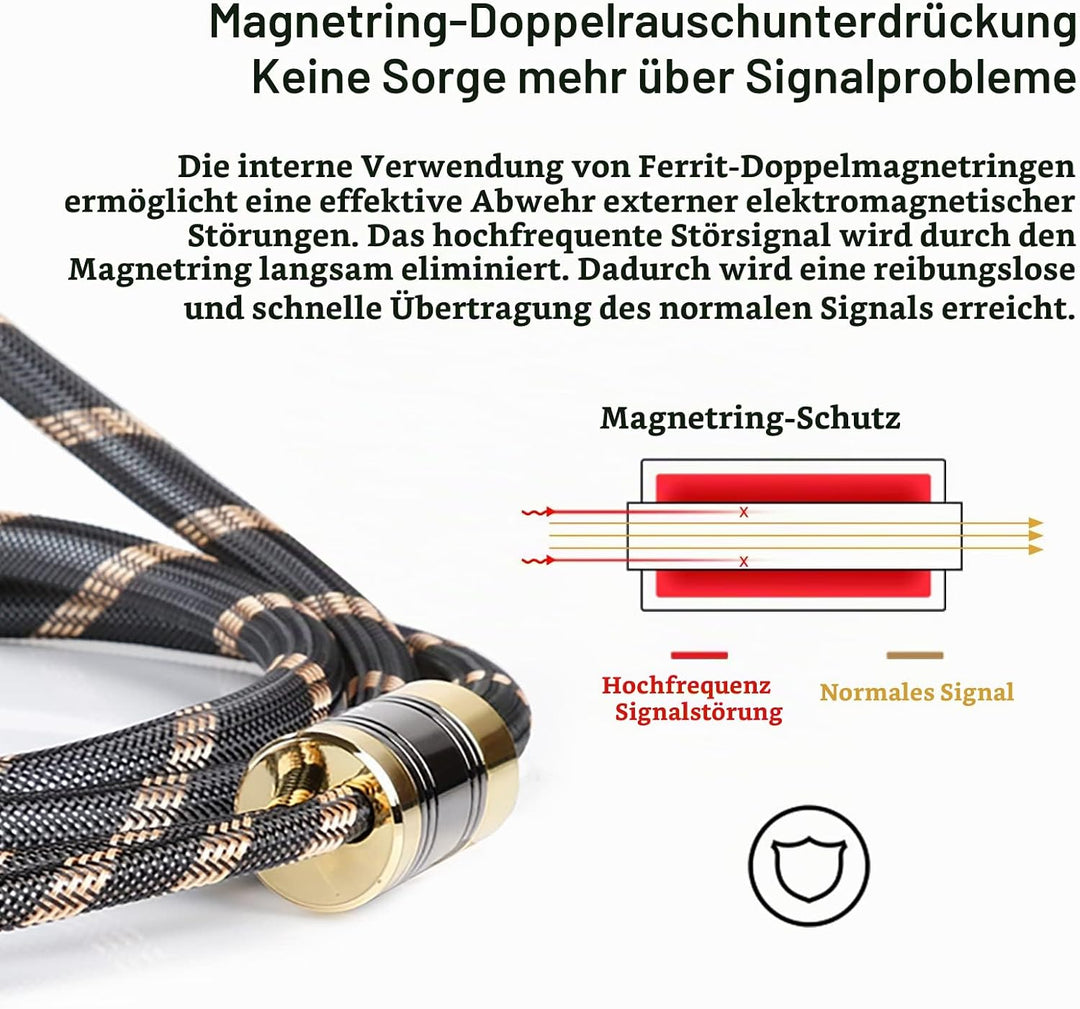 SKW Upgrad Audiophiles Cinch Audio Kabel, 2RCA Stecker zu 2RCA Stecker HiFi System Converter Adapter