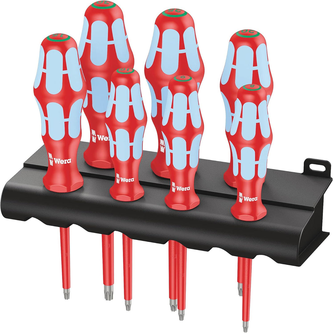 Wera 3167 i/7 VDE-isolierter TORX® Schraubendrehersatz, Edelstahl + Rack, 7-teilig & 3165 i/6 Schrau