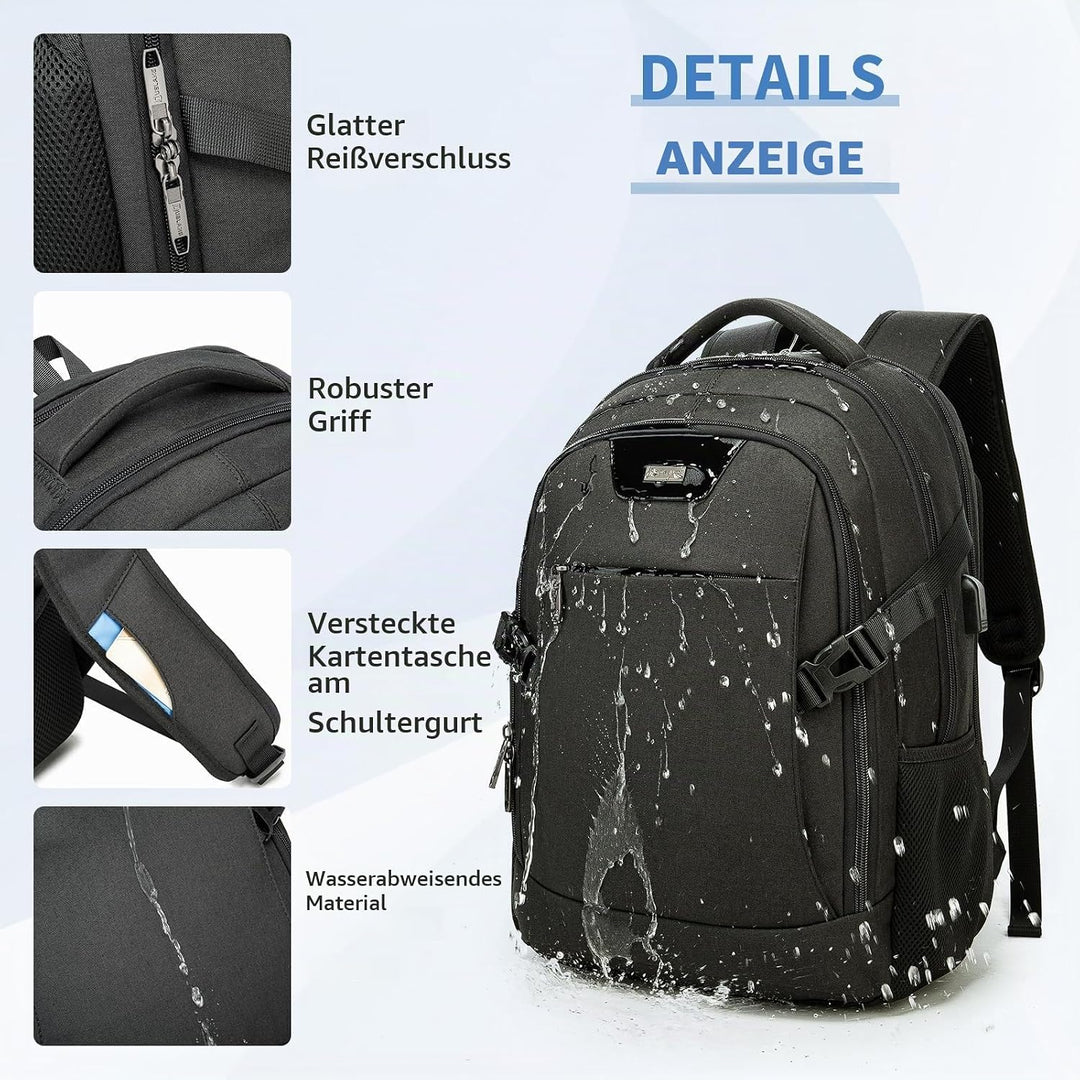 VINBAGGE Wasserdicht Anti Diebstahl Rucksack 15,6 Zoll Laptop Rucksack Herren Schulrucksack Grosser