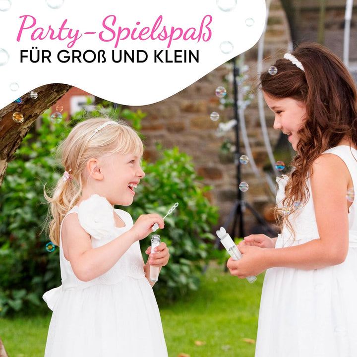 Seifenblasen Hochzeit Lovegläschen 96 Stück weiss | 3 Pustelöcher mit Herzgriff | Mini Wedding Bubbl