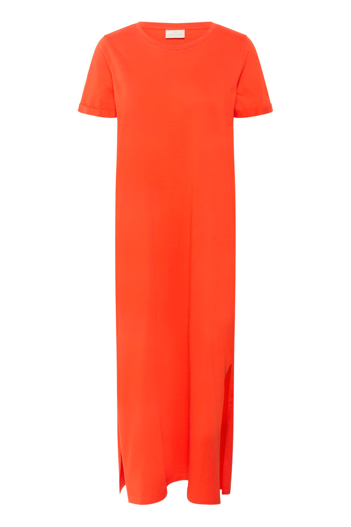 KAFFE Damen Women's Maxi Short Sleeves Jersey Dress Crew Neck Relaxed Fit Kleid XS Grenadine, XS Gre