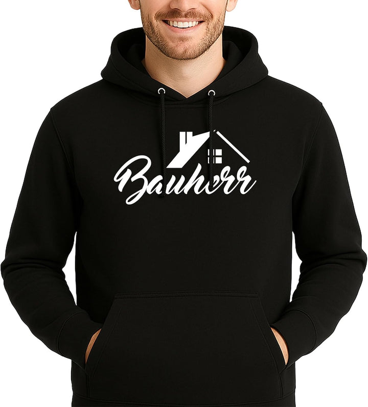 huuraa Unisex Hoodie Bauherr Schriftzug Pullover Vegan Grösse S-3XL mit Motiv für Hausbesitzer Gesch