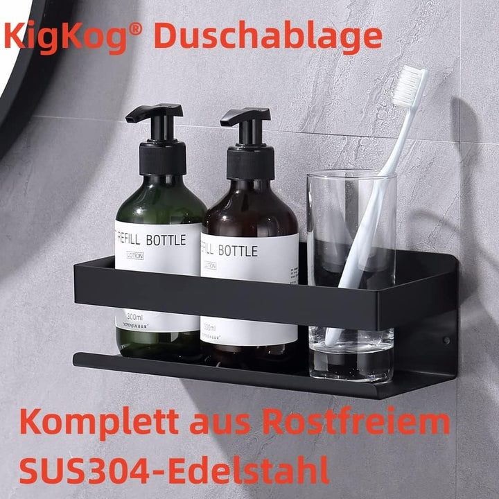Duschablage ohne Bohren Matt Schwarz, Duschregal Wandmontage Edelstahl SUS304 Rostfreier Duschkorb B