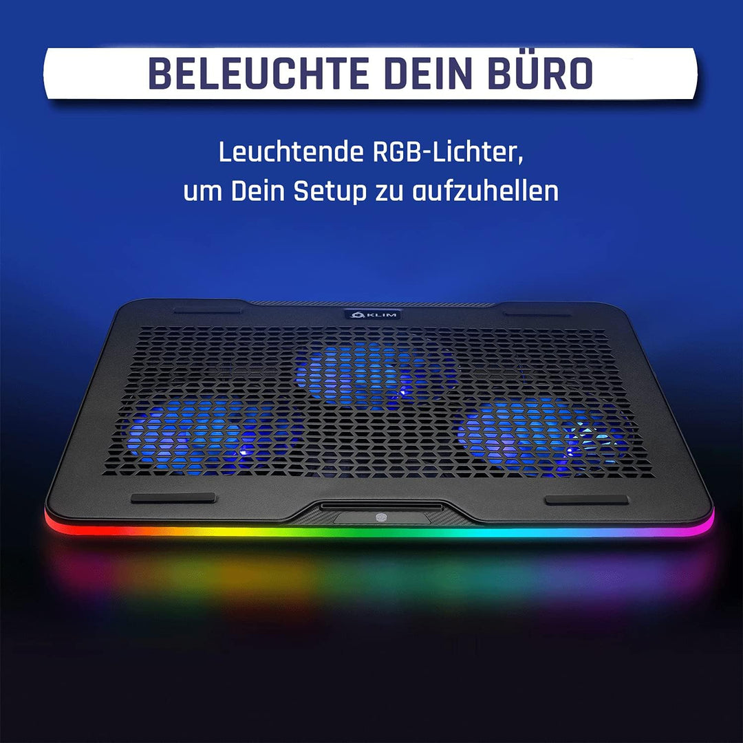 KLIM Aurora + Laptop-RGB-Kühler- 11 bis 17 Zoll + Laptop-Gaming-Kühlung + USB-Lüfter + Stabil und le