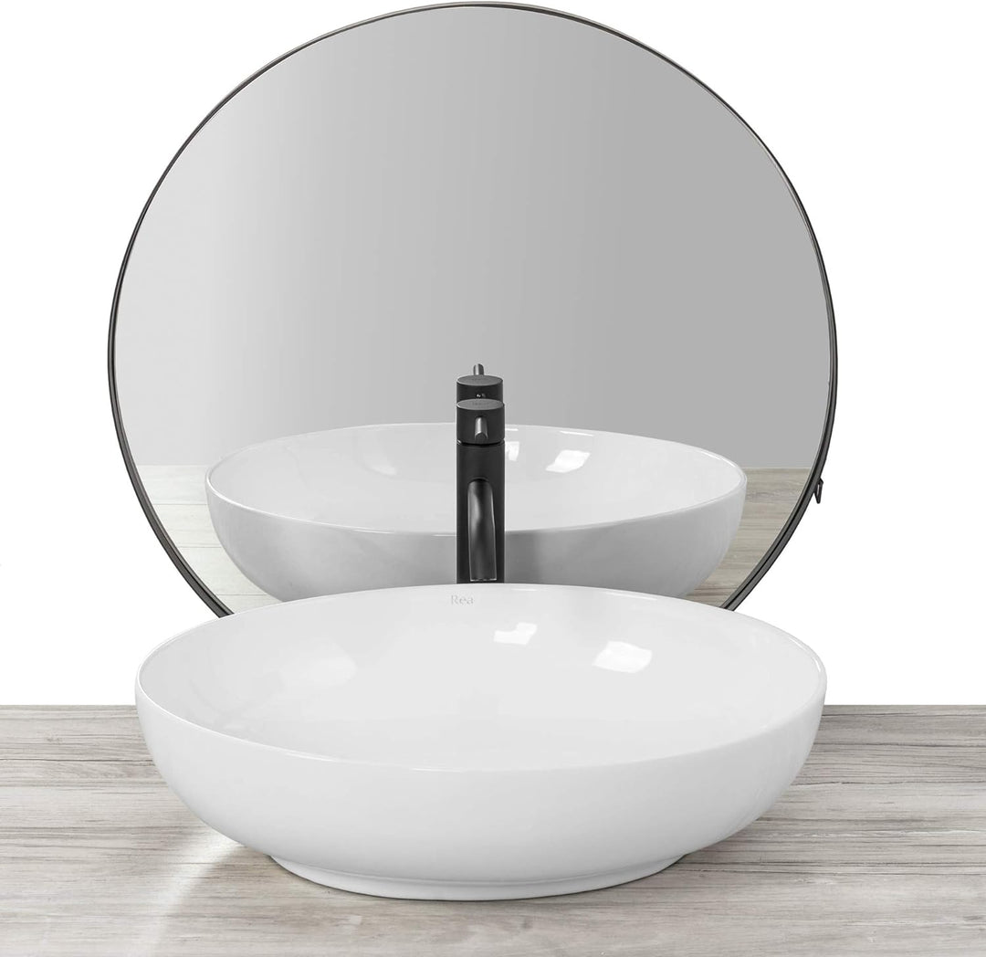 VBChome Waschbecken 50 x 39 Keramik Oval Waschtisch Handwaschbecken AUFSATZWASCHBECKEN WASCHSCHALE G