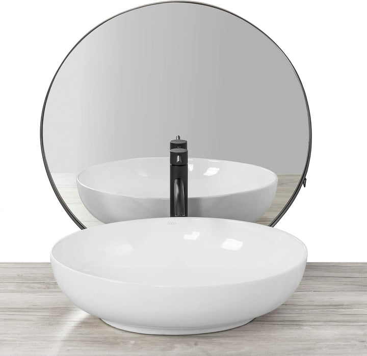 VBChome Waschbecken 50 x 39 Keramik Oval Waschtisch Handwaschbecken AUFSATZWASCHBECKEN WASCHSCHALE G