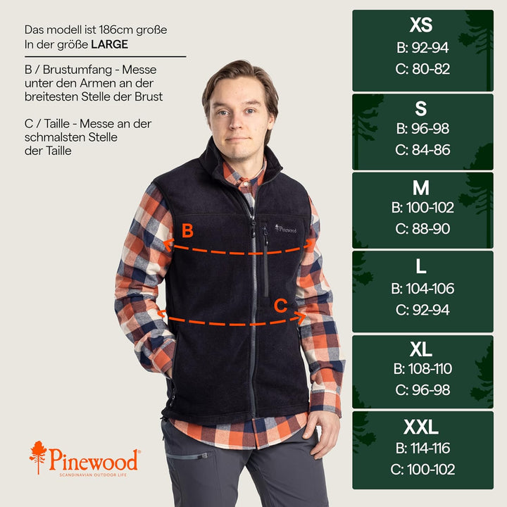 Pinewood Fleece Weste für Herren. Zum Wandern, Trekking, Jagd, Hundesport und vielen Outdooraktivitä