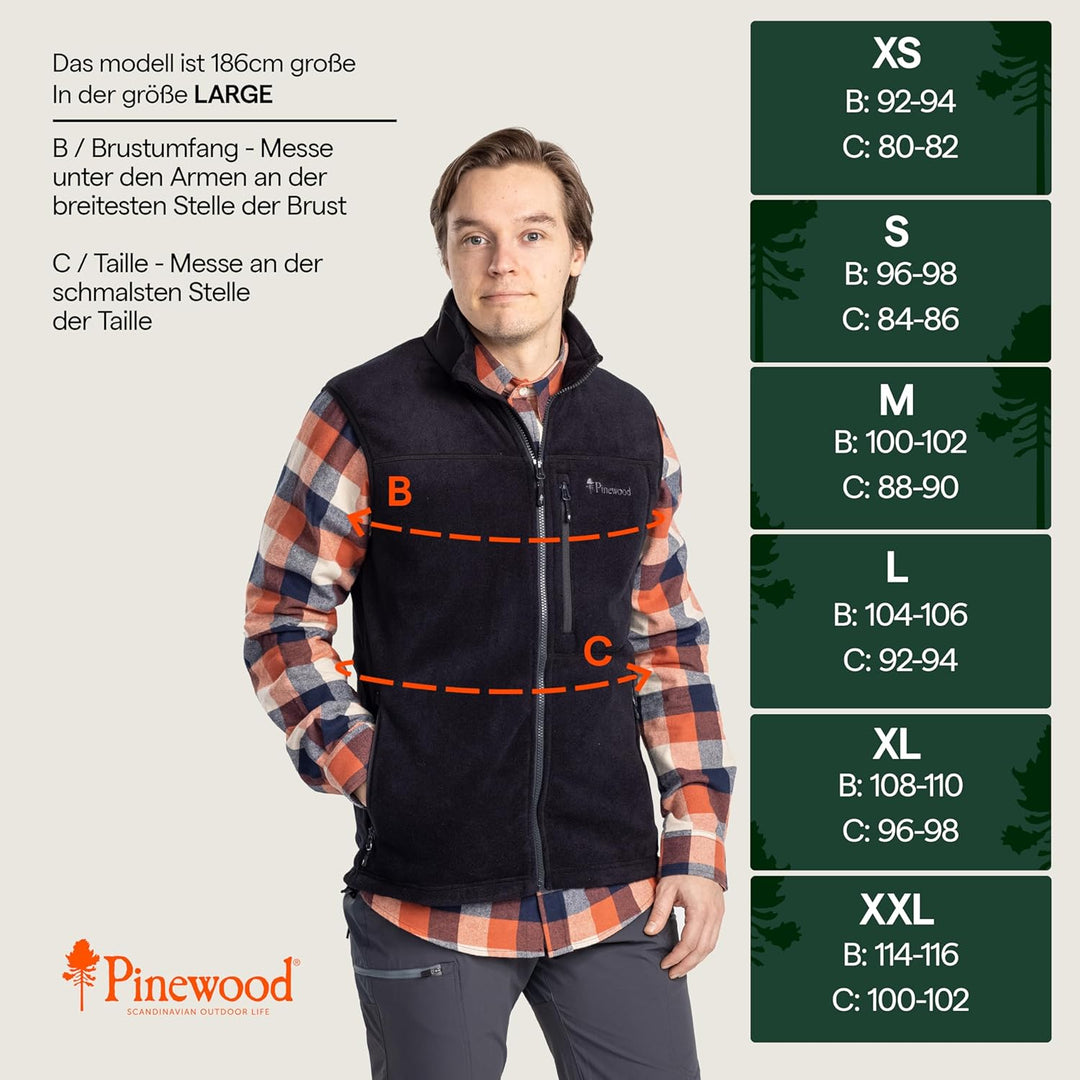 Pinewood Fleece Weste für Herren. Zum Wandern, Trekking, Jagd, Hundesport und vielen Outdooraktivitä