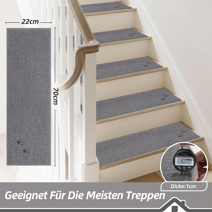 BEQHAUSE Stufenmatten rutschfest 15 Stück,Treppenmatten Einfassung Selbstklebend Sicherheit Stufente