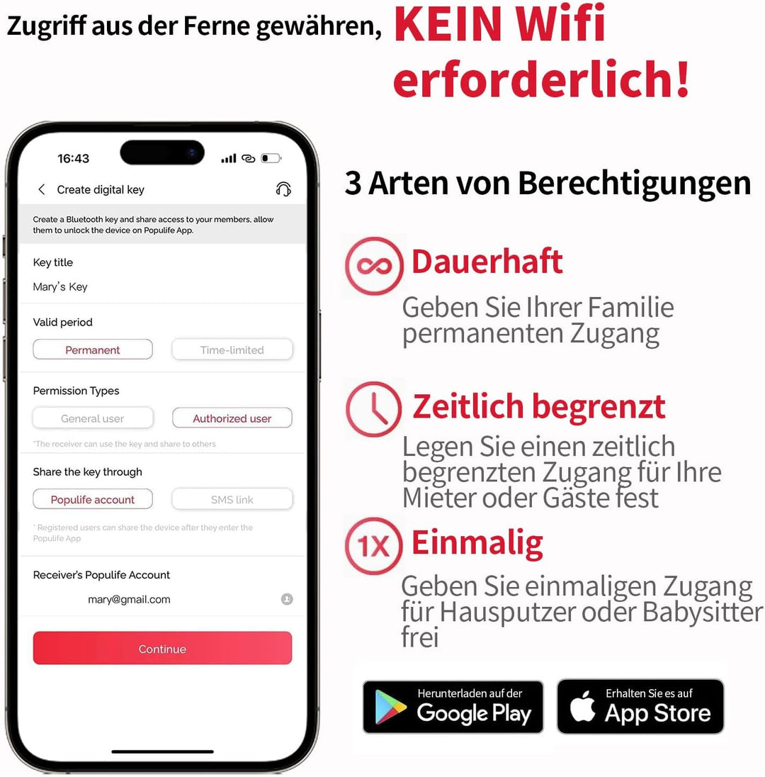 【Aktualisierte Version 2025】Populife Smart Schlüsselsafe，Bluetooth-Elektronischer Schlüsseltresor mi