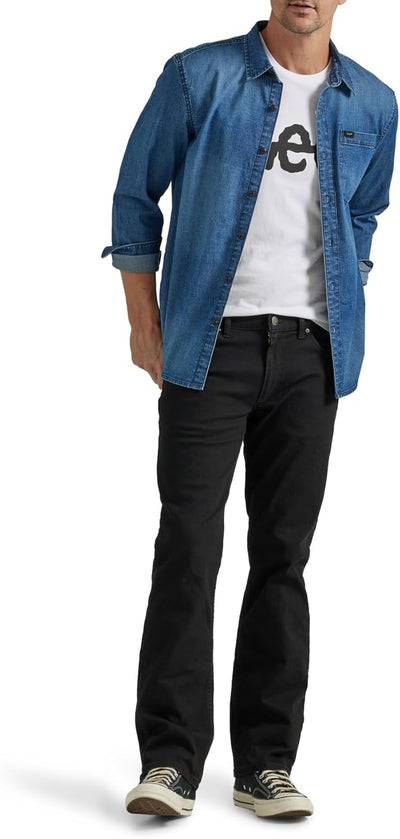 Lee Herren Extreme Motion Allzweck-arbeitshemd, Langärmelig Hemd mit Button-Down-Kragen S Denim Medi