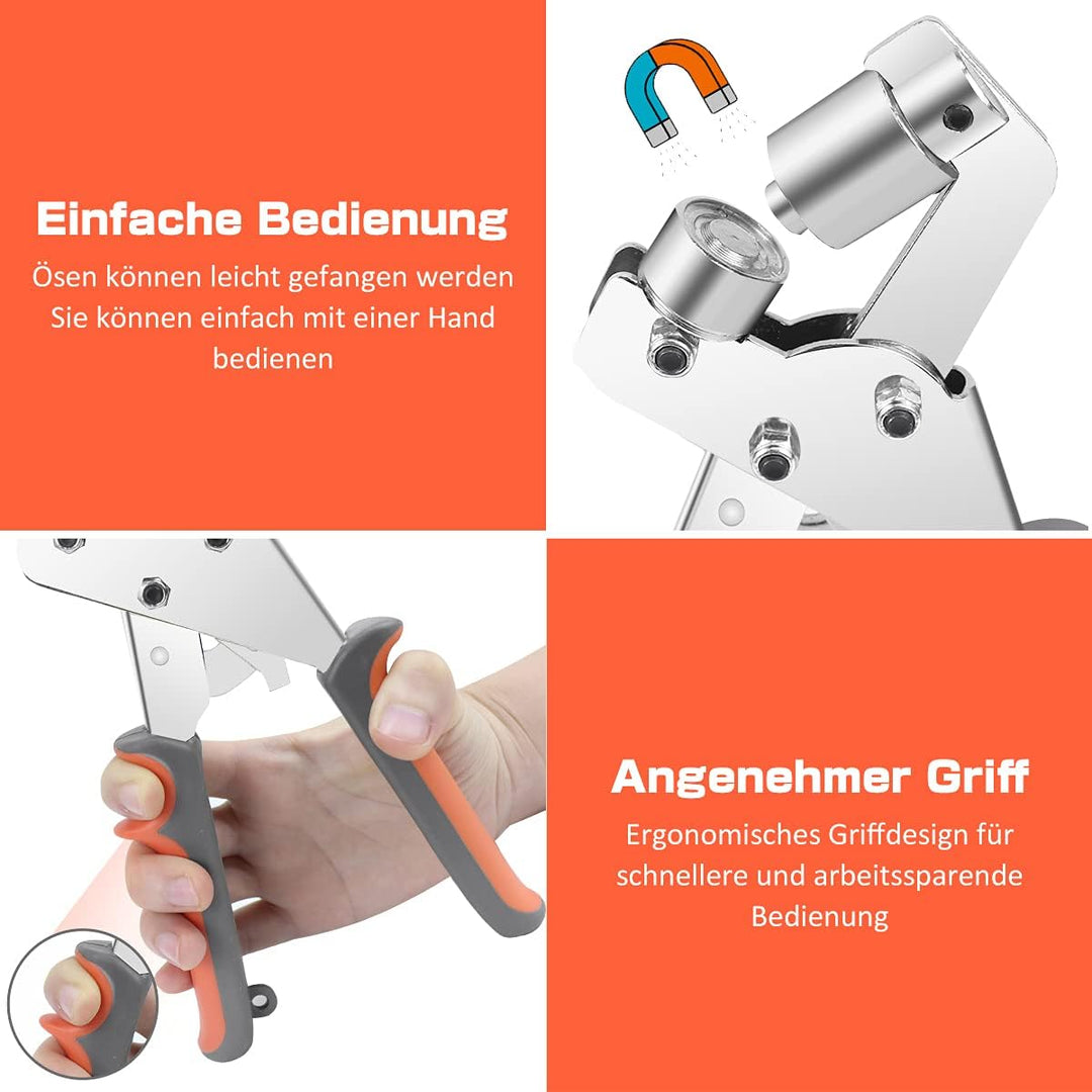 BriSunshine Ösenzange Set mit 500PCS (Innen Ø 10mm) Metallösen Ösen,Professionelles Handheld Ösensta