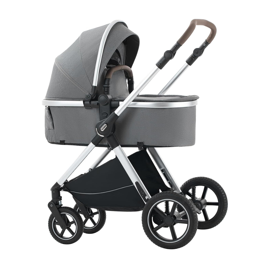 Kinderwagen 3 in 1,Puppenwagen Mit Babyschale Höhenverstellbarer Buggy Komplettset Faltbare tragbare