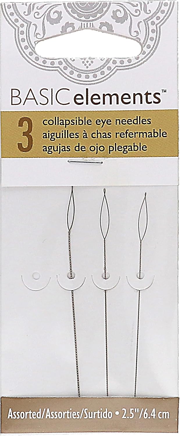 The Beadsmith Basic Elements Faltbare Augennadeln - 6,3 cm lang - Flexibler gedrehter Draht - Grosse