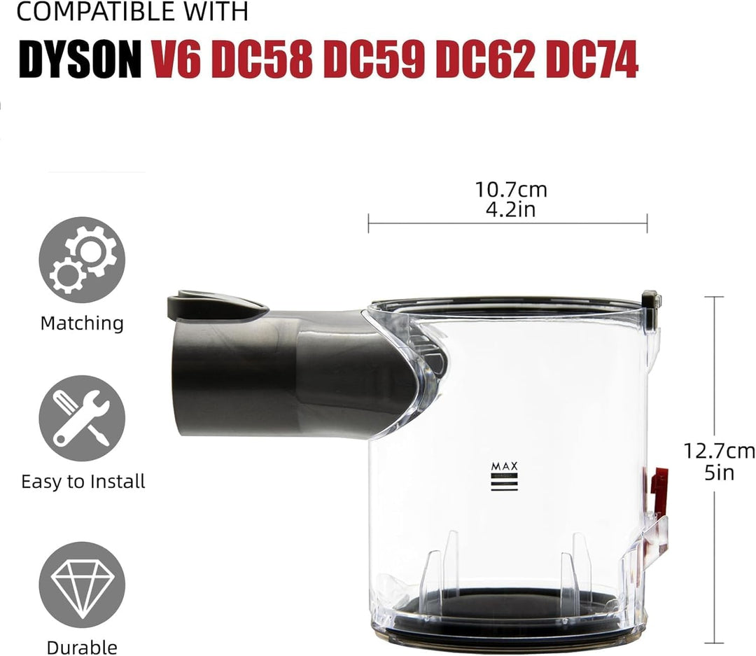 Staubbehälter für Dyson V6 Behälter Ersatzteile DC58 DC59 DC62 DC74 Staubeimer Mülleimer Zubehör Sta