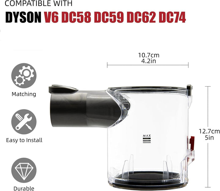 Staubbehälter für Dyson V6 Behälter Ersatzteile DC58 DC59 DC62 DC74 Staubeimer Mülleimer Zubehör Sta