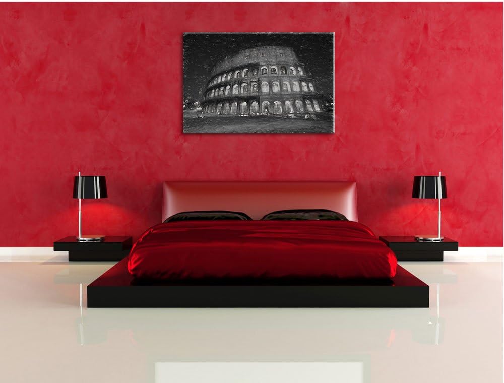 Pixxprint Kolosseum bei Nacht in Rom als Leinwandbild/Grösse: 100x70 cm/Wandbild/Kunstdruck/fertig b