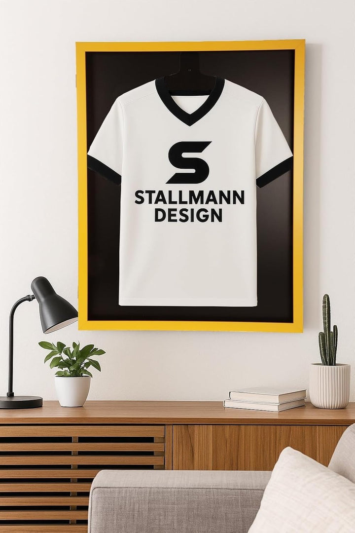 Trikotrahmen mit Drehtür – 'Gelb-Schwarz' - Rückwand Schwarz | Grösse: 90x70cm - von vorne bestückba