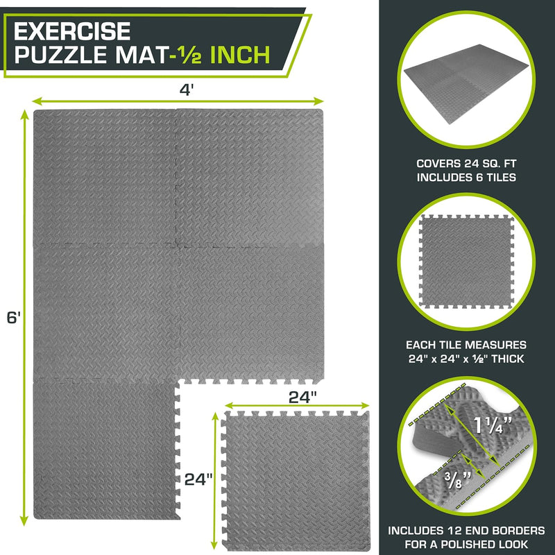 ProsourceFit Puzzle-Übungsmatte, 1,3 cm, ineinandergreifende EVA-Schaumstoff-Bodenfliesen für Heim-F