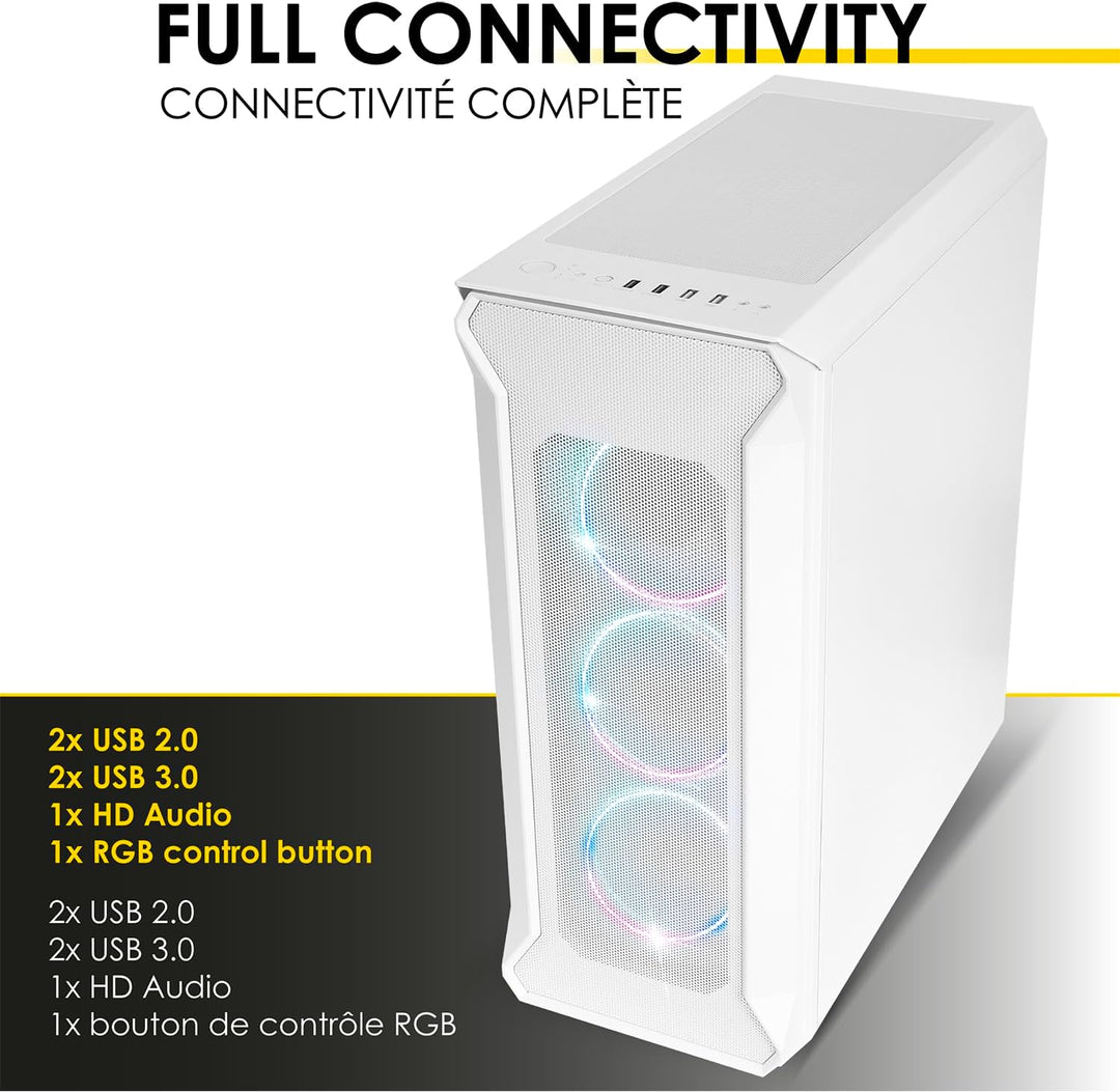 EMPIRE GAMING - DarkWitcher PC-Gehäuse für Gamer – ARGB Medium Tower ATX – Front Metall Mesh und Sei