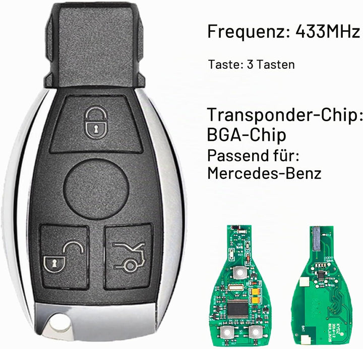 Heart Horse 433 MHz AutoSchlüssel Gehäuse der Fernbedienung mit BGA Chip NEC Klinge für Mercedes-B-e