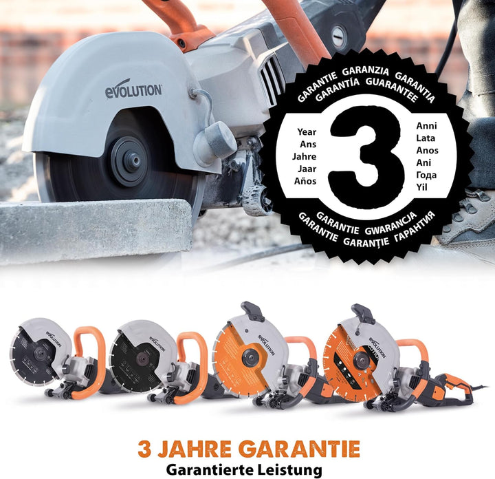 Evolution R255DCT 255 mm Betonsäge - kein Benzin, 102,5 mm Schnitt, inkl. Premium Diamantblatt, R255
