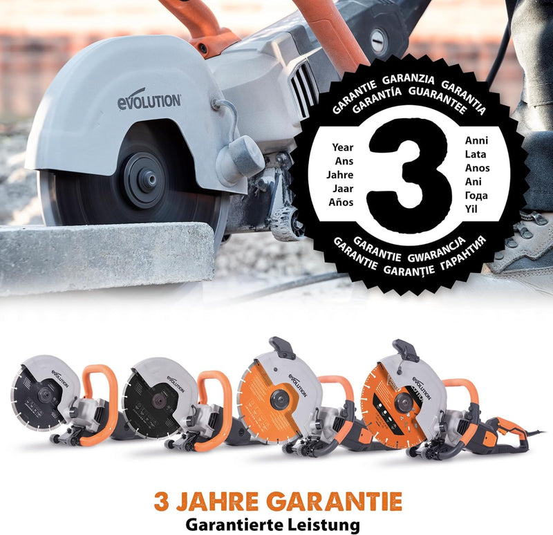Evolution R300DCT 300 Mm Betonsäge - 2400W Motor, Kein Benzin, 115 Mm Schnitt, Inkl. Diamantblatt Fü