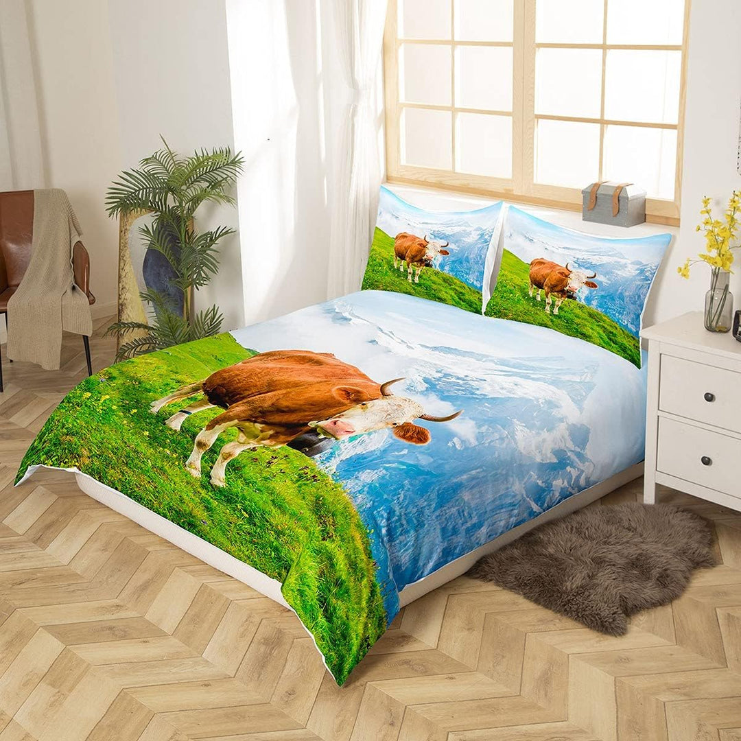 Kühe Trösterbezug Grünland Kuh Bettbezug Für Kinder Jungen Mädchen Bauernhaus Tier Bettwäsche Set Sc