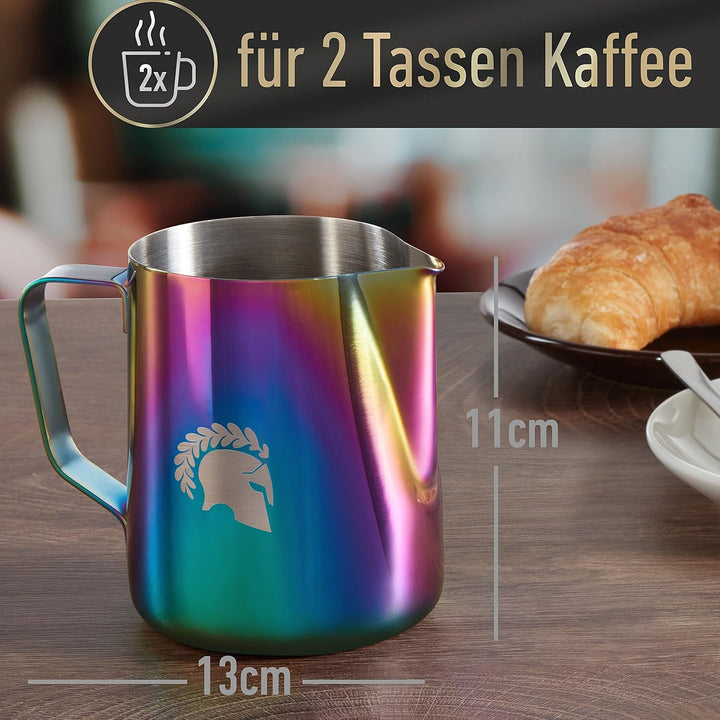 Barista Legends® Milchkännchen Edelstahl 600ml - mit speziellem Latte Art Ausguss - Milchkanne für H