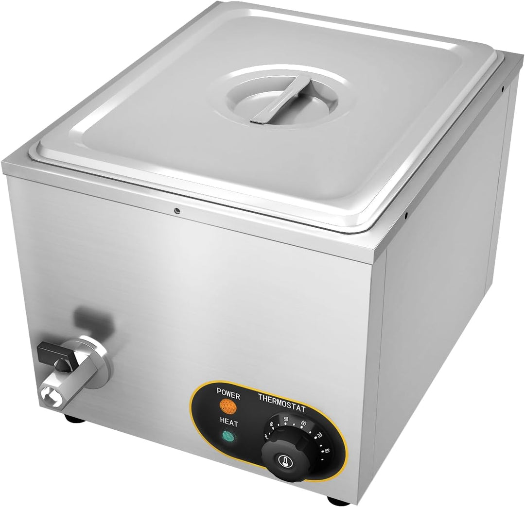 Elektrische Speisenwärmer Bain Marie Gastro GN-Behältern Warmhalter Edelstahl mit Ablaufhahn Elektri