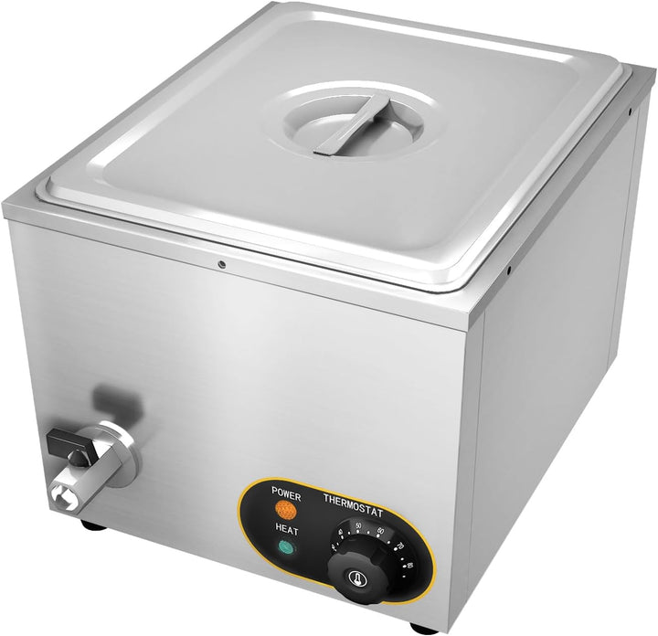 Elektrische Speisenwärmer Bain Marie Gastro GN-Behältern Warmhalter Edelstahl mit Ablaufhahn Elektri