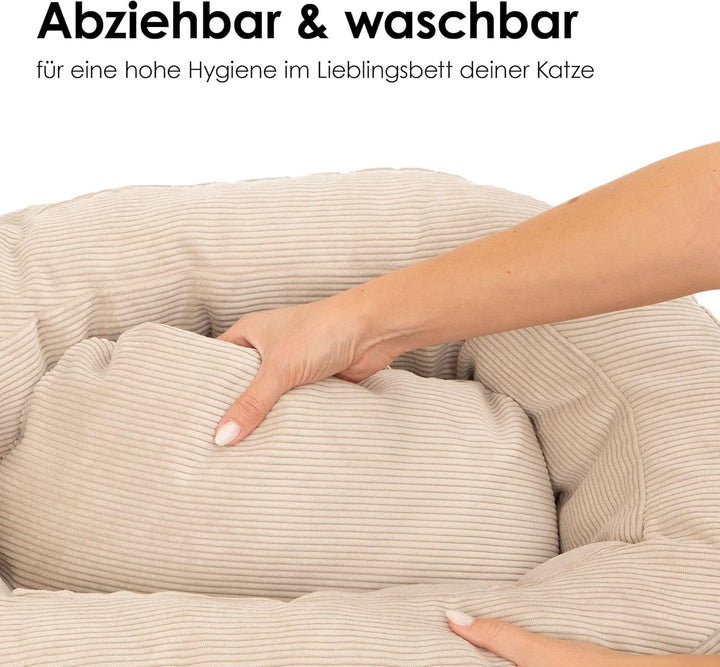 LucyBalu® Nest Katzenbett waschbar für kleine & grosse Katzen | Katzenschlafplatz | Katzenkissen | K