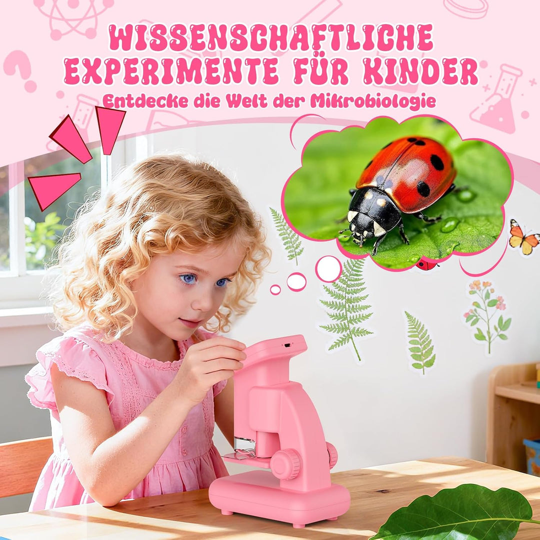 Digitales Mikroskop für Kinder, Experimente für Kinder ab 5 6 7 8 9 10 Kindermikroskop 2.0" HD Spiel