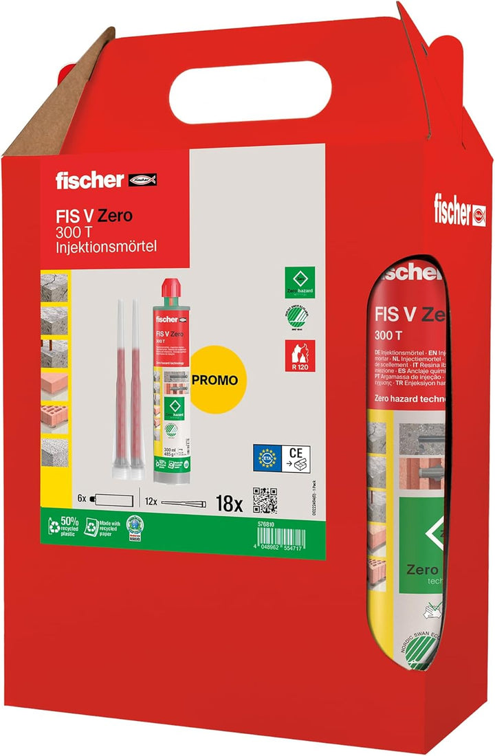 fischer Injektionsmörtel FIS V Zero 300 T im handlichen Sixpack, der umweltschonende, wetterfeste Mo