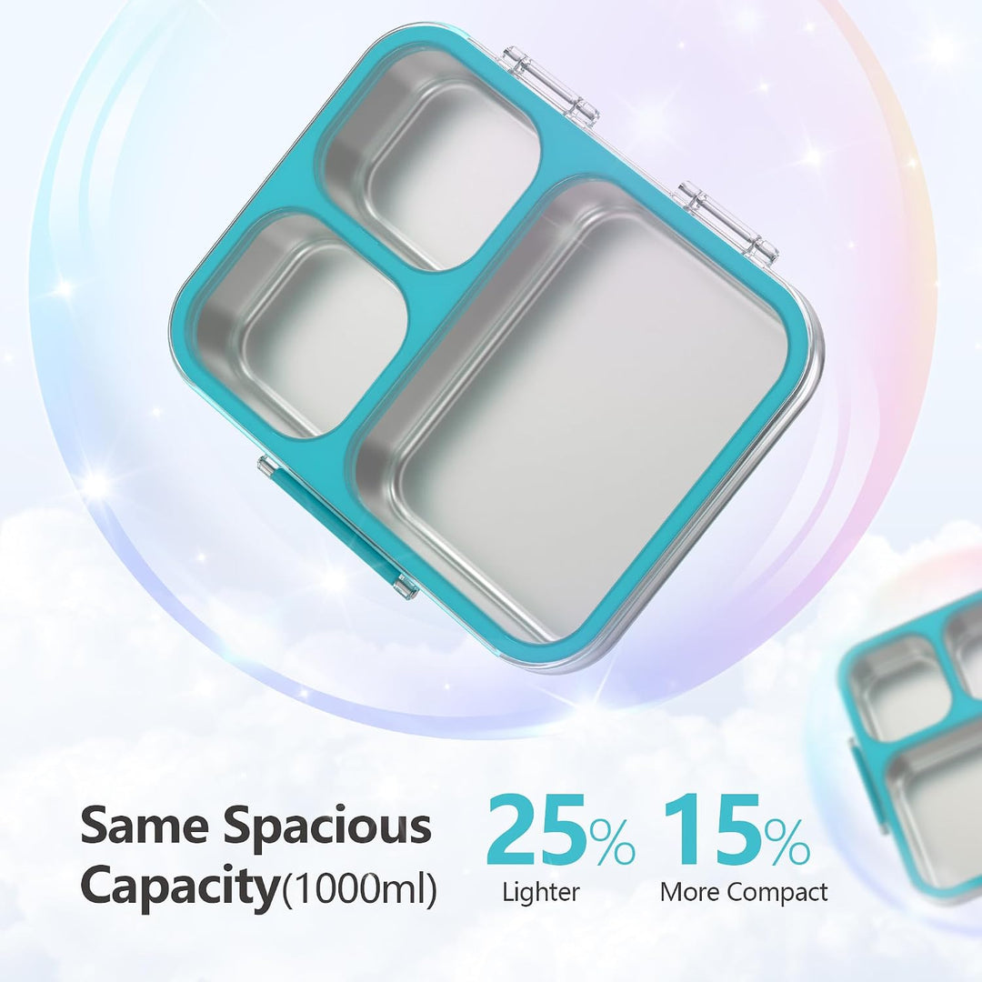 VITONIS Edelstahl Brotdose Lunchbox mit 3 Fächern mit Tritan-Deckel, 1000ml Metall Bento Lunch Box K