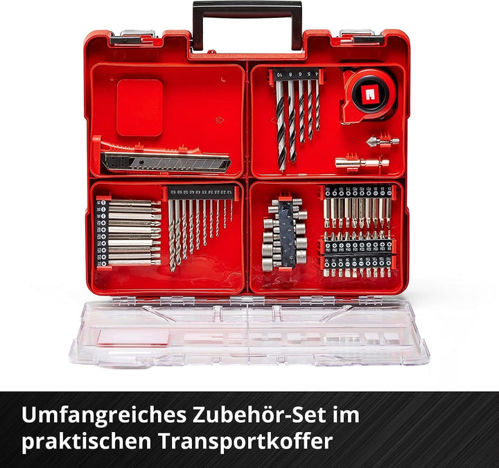 Einhell Akku-Bohrschrauber-Set TE-CD 18/40 Li +69 (2x2,0 Ah) Power X-Change (Lithium Ionen, 2 Gang,