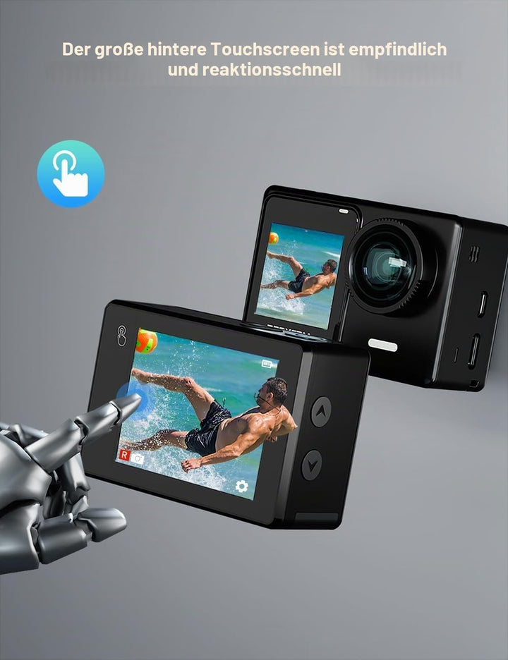 Apexcam 4K 30FPS 20MP Action Cam Dualscreen Touchscreen 40M wasserdichte Unterwasserkamera EIS Stabi