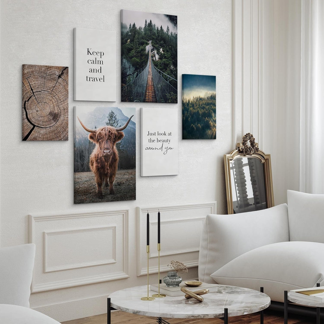 Muralo - Wandbilder Set - Leinwand Bilder Set Aufhängefertig - Bilder für Wohnzimmer Schlafzimmer -