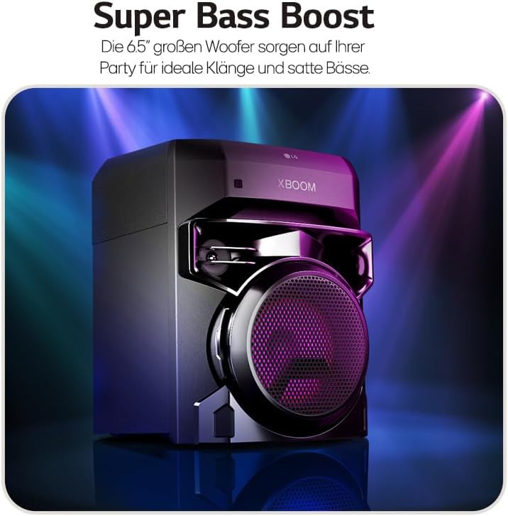 LG XBOOM RNC2, 1-Wege-Soundsystem mit 2 Lautsprechern (Dolby Audio, Karaoke- & DJ-Funktionen, Beleuc