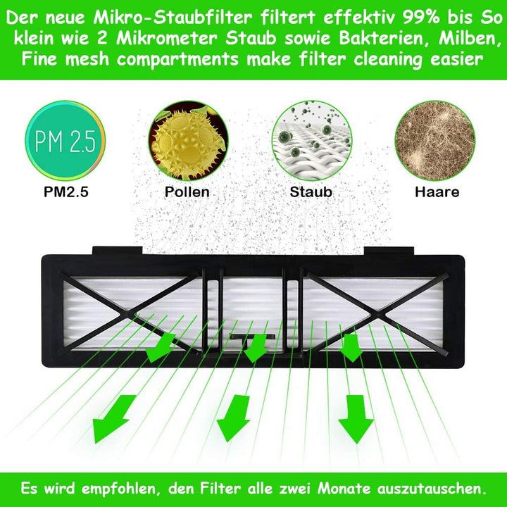 FHzytg Ersatzteile Filter Zubehör Bürste Ersatzfilter Ersatzbürste für Neato Botvac Roboterstaubsaug