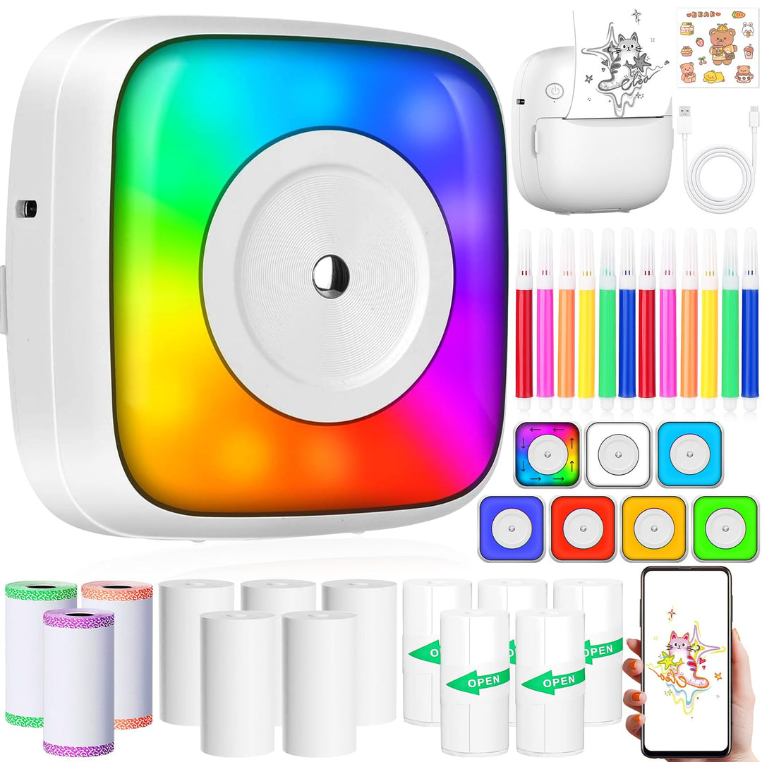 Mini Drucker, Tragbarer Mini Fotodrucker Thermodrucker Smartphone Taschendrucker, Mobiler Fotodrucke