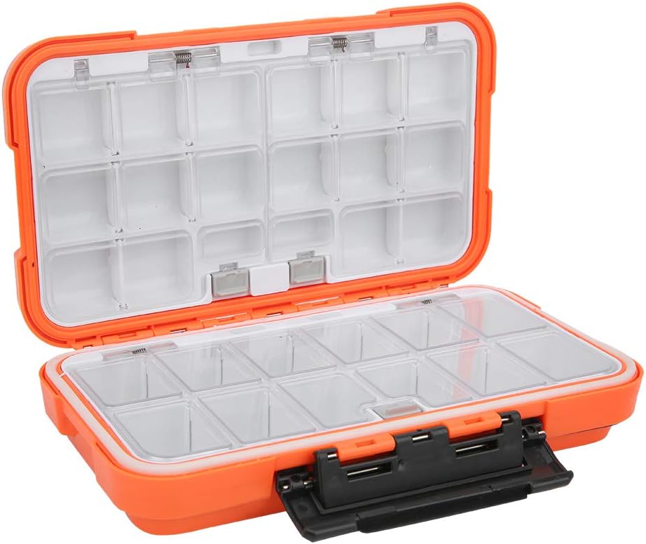 Wasserdichter Organizer für Angelgeräte mit Doppelseitigen Fächern für Köder, Haken und Zubehör. Dic