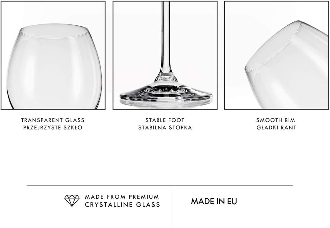 Krosno Rot-Weingläser | Set von 6 | 350 ML | Venezia Kollektion | Perfekt für Zuhause, Restaurants u