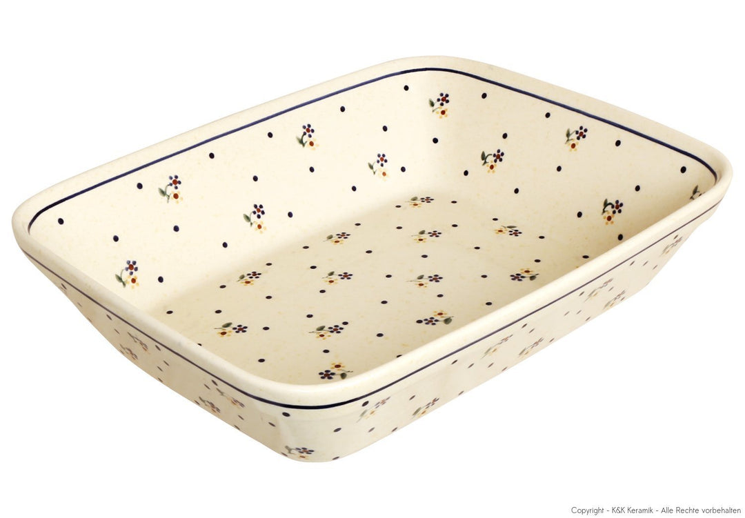 Original Bunzlauer Keramik Auflaufform mit hohem Rand für 4 Personen im Dekor 111