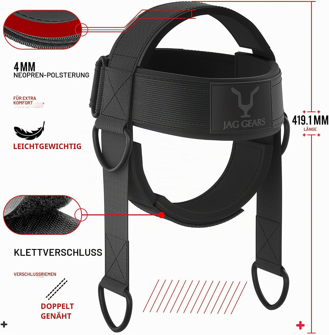 Neck Trainer Neck Training - 7 mm Neoprene Padded Neck Trainer with 110 cm Long Adjustable Steel Cha