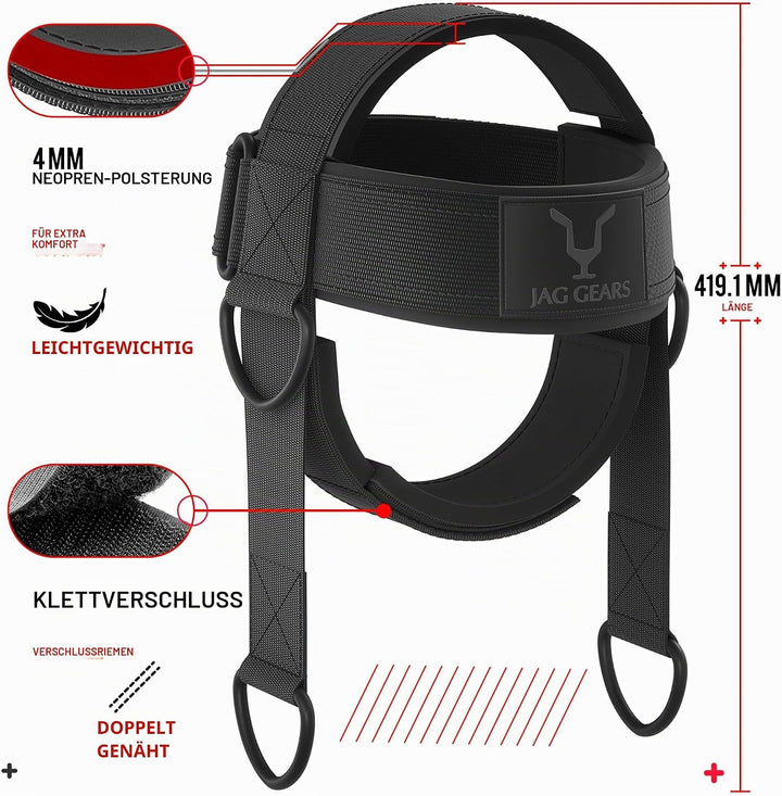 Neck Trainer Neck Training - 7 mm Neoprene Padded Neck Trainer with 110 cm Long Adjustable Steel Cha