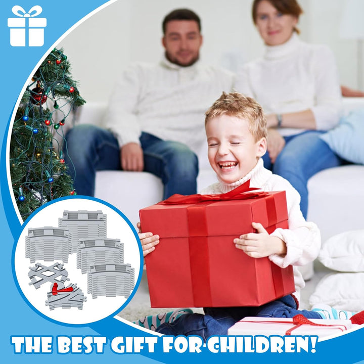 Bausteine Eisenbahn Schienen Set kompatibel mit Duplo Zug City, Schienen Erweiterung mit Kreuzung, W