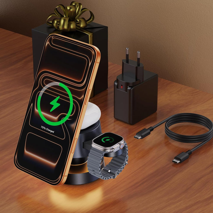 iVANKY 5-in-1-Wireless-Ladegerät für iPhone 17 Ladestation mit Nachtlicht, 15 W 3-in-1-Reiseständer