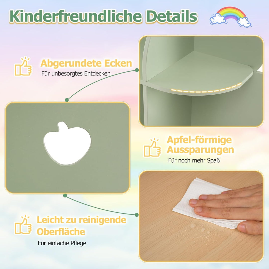 COSTWAY Bücherregal Kinder in Baumform, Kinderregal mit 8 offenen Fächern, Spielzeugregal Montessori